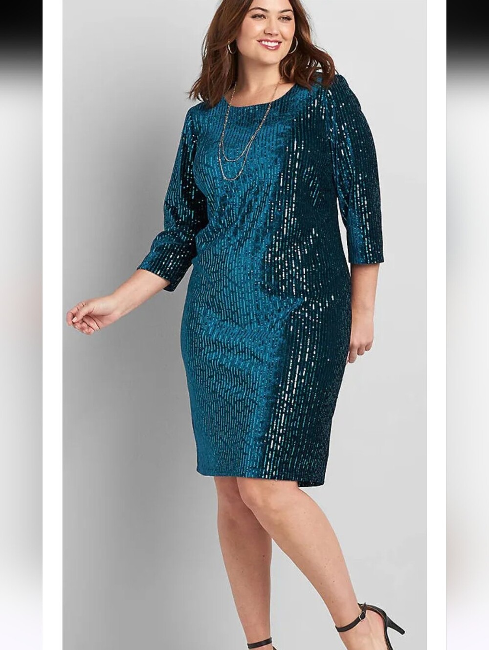 NWT Lane Bryant Plus Size Teal Sequin Velvet Sheath Dress Size 16
